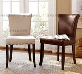 美式餐椅 真皮椅实木餐椅 布椅 实木书椅 法式小皮椅 欧式皮椅子
