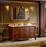 皇家1.5双盆英美式浴室柜美国红橡木仿古卫浴柜欧式大理石洗手柜