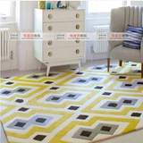 宜家加密加厚手工腈纶客厅卧室茶几图案满铺菱形格子地毯可定制