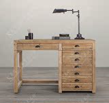 法式仿古美式乡村实木书桌 电脑桌 写字台 复古做旧橡木家具