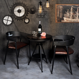 铁艺复古咖啡厅休闲吧桌椅酒吧奶茶店桌椅组合创意个性实木小圆桌
