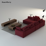 KAMA&RORTY成套客厅家具小户型拆洗布艺沙发+茶几电视柜组合套装