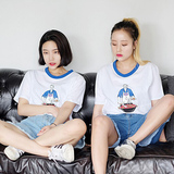 2016春装夏天衣服韩国ulzzang原宿日系闺蜜姐妹装印花短袖女生T恤