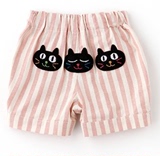 一一海淘/日本直邮代购   千趣会三只猫咪图案男女童条纹短裤