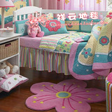 欧美客厅现代床前儿童房地毯卧室床边手工时尚简约粉色小花朵地垫