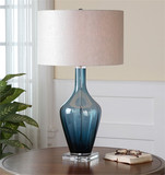 外贸出口正品美式台灯蓝色紫色玻璃客厅灯简美创意书房卧室床头灯