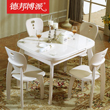 钢化玻璃小户型折叠伸缩餐桌现代简约饭桌实木餐桌椅组合6人