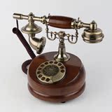 高档实木仿古电话机座机复古旋转盘创意欧式家用来电显示固定电话