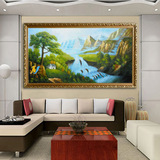 迎客松纯手绘油画欧式抽象油画装饰画横版客厅风景山水油画py020