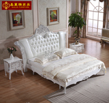 新古典双人床 1.8米实木雕花大床真皮床公主床婚床 欧式双人床