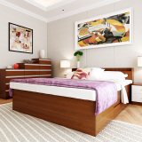 蜗爱 储物床简约现代板式双人床高箱抽屉床收纳床1.8米 可定制
