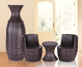 编藤椅子茶几三件套五件套阳台休闲桌椅组合户外家具创意花瓶椅