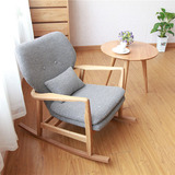 芬兰北欧实木休闲摇椅 白橡木摇摇椅  阳台实木躺椅