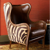 单人沙发椅美式简约布艺休闲椅咖啡椅欧式软包时尚老虎椅卡座定制