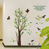 鸟绿树墙贴清新环保可移除立体感客厅过道创意墙贴纸墙上贴画 小
