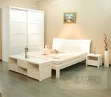 水曲柳白色全实木双人床 1.8米 现代中式床1.5米卧室家具套装组合