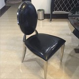 不锈钢餐椅现代简约皮布艺酒店餐厅金属椅时尚黑白小户型圆背椅子