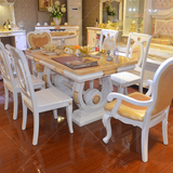 欧式餐桌椅组合6人长方形餐桌实木雕花烤漆饭桌大理石小户型餐桌