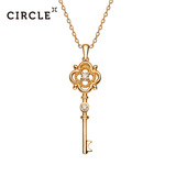 Circle珠宝10K玫瑰金钥匙吊坠锁骨钻石项链正品郑爽同款首饰