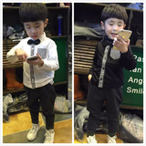 潮衣童装2015 时尚韩版冬季新款潮男童加绒加厚加绒衬衫上衣 包邮