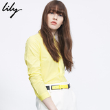 Lily2016春新款女装欧美通勤纯色修身显瘦绣花衬衫116120C4122