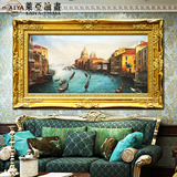 欧式客厅油画威尼斯风景挂画壁画装饰有框画建筑景手绘莱亚实拍