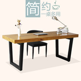 美式复古实木书桌长桌办公桌椅电脑桌台式家用书房工作写字台