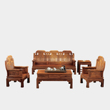 中式花梨木红木沙发客厅刺猬紫檀家具实木雕花榫卯4件套组合沙发