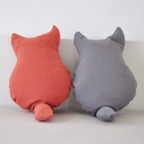 柏文家适 棉麻靠垫 猫咪造型抱枕沙发装饰靠垫腰垫 午睡枕 含芯