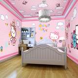 3d环保卡通kitty猫幼儿园儿童房女孩公主房卧室床头背景墙纸壁画