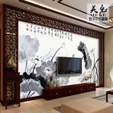 电视背景墙壁画客厅书房床头中国风古典水墨荷花高档墙纸中式壁纸