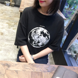 EKOOL 自制韩国原版磨毛印花月球短袖T恤宽松显瘦女体恤衫2件包邮
