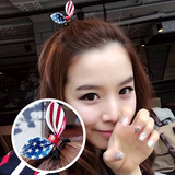 韩国兔耳朵星条旗发圈可爱 日韩版扎头发饰品 刘海发夹橡皮筋头绳
