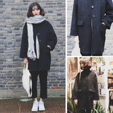 2016春季新款女装韩版复古修身显瘦毛呢外套中长款呢子大衣女学生