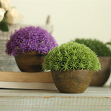 可爱仿真绿色植物松针小盆栽 创意办公室桌面迷你装饰摆件 盆景