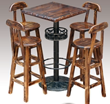 m美式实木吧台桌酒吧台原木复古吧台桌椅组合休闲高脚吧凳