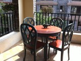 特价欧式美式田园地中海实木套色家具/简约园餐桌饭桌配4椅子