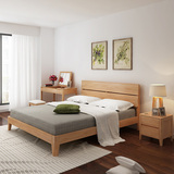 巴比森 全实木床双人床1.8米北欧卧室1.5米婚床大床白蜡木家具