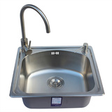 普乐美 JS208 厨房洗菜盆 304不锈钢水槽 单槽 适用小户型 台吧