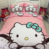 全棉卡通四件套纯棉kitty凯蒂猫1.5/1.8m床被套床单儿童床上用品