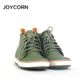 joycorn时尚系带男士雨鞋帆布低帮短筒防滑雨靴男户外钓鱼鞋套鞋