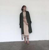 2016韩国ssim正品气质大牌时尚设计感蝴蝶结袖女长款风衣外套新款