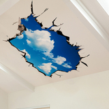 客厅天花板屋顶房顶教室墙壁纸装饰蓝天白云天空3D立体墙贴纸贴画