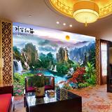 中式客厅电视背景墙纸酒店书房沙发壁纸大型壁画海纳百川山水风景
