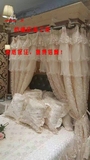 高档品牌绗缝蕾丝床盖三件套欧式宫廷奢华床罩套装米白色外贸原单