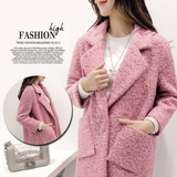2015冬装新款韩版中长款茧型毛呢外套大码宽松加厚羊绒呢子大衣女