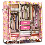 衣柜简易组装组合加固实木衣橱木质儿童折叠大号布艺超牛津布收纳