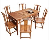 明清仿古家具 实木茶桌 实用餐桌7件套  功夫茶艺桌 茶台送茶具