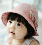 春天夏季宝宝帽遮阳女童盆帽渔夫帽韩国婴儿童帽子贝雷帽纯棉包邮