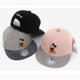 韩国进口迪士尼正品帽子代购包邮米奇灯芯绒棒球帽绒布休闲帽男女